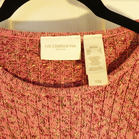 Liz Claiborne Petite Sweater Small Pink w/ Green - Picture 2 of 4